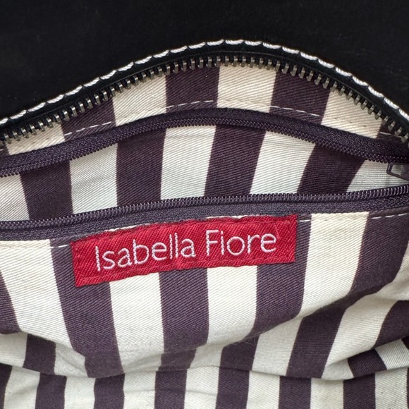 Isabella Fiore Vintage Beaded Embroidered Canvas Leather‎ Purse Bag, Black/Cream - Picture 9 of 10